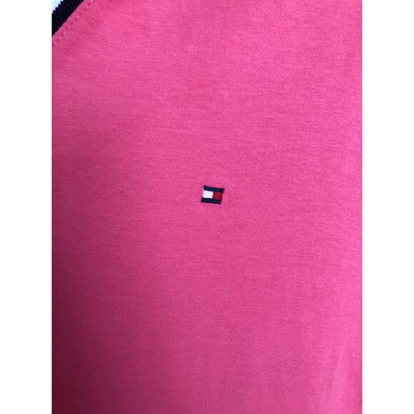 Tommy Hilfiger Short Sleeve T-Shirt Women's 3X Striped V-Neck Bubblegum NEW - Picture 4 of 7